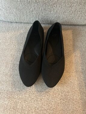 Black Knit Pointed Toe Women's Flats